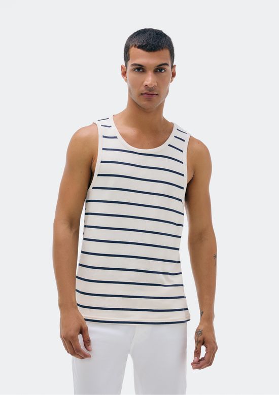 Foto do produto: Regata Masculina Listrada Em Ribana - Off white