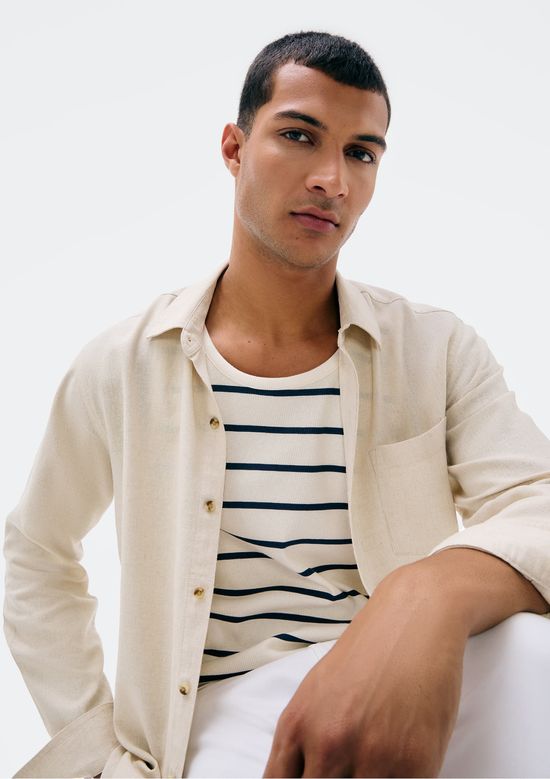 Foto do produto: Regata Masculina Listrada Em Ribana - Off white