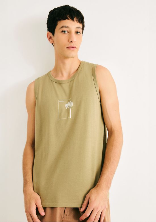 Foto do produto: Regata Básica Masculina Regular Com Estampa - Verde
