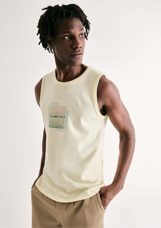 Foto do produto: Regata Básica Masculina Regular Com Estampa - Amarelo