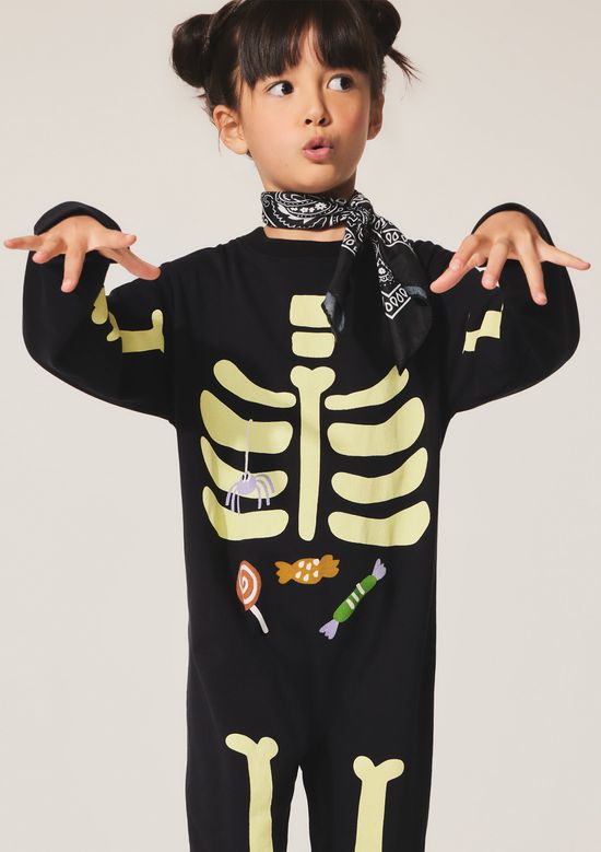 Foto do produto: Macacão Fantasia Infantil Esqueleto Halloween - Preto