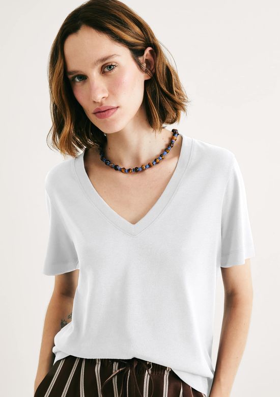 Foto do produto: Blusa Feminina Decote V - Branco