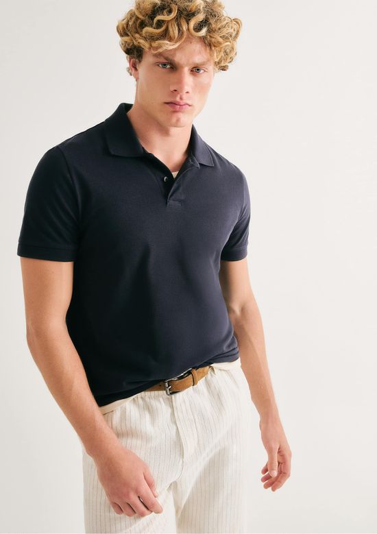 Foto do produto: Camisa Polo Básica Masculina Manga Curta Em Piquet - Azul