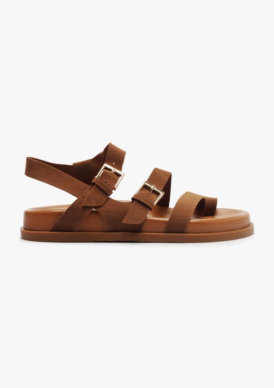 Foto do produto: Sandália Papete Feminina Tiras Camurça - Bege