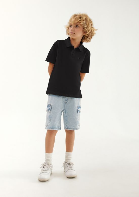 Foto do produto: Camisa Polo Infantil Menino Manga Curta Em Piquet - Preto