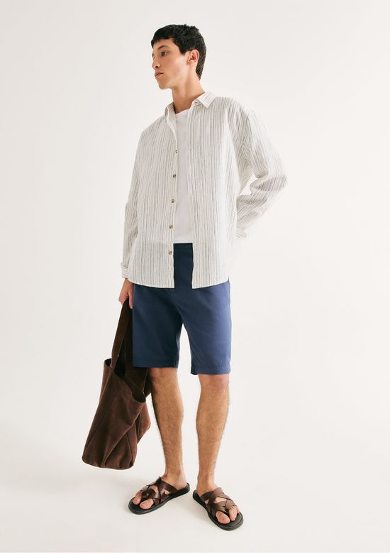 Foto do produto: Bermuda Básica Masculina Chino Em Sarja - Azul