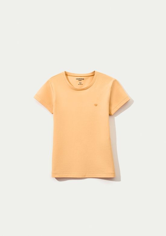 Foto do produto: Blusa Básica Infantil Menina Com Bordado Coração - Laranja