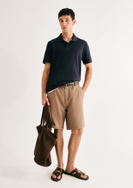 Foto do produto: Bermuda Masculina Reta Texturizada Com Linho - Marrom