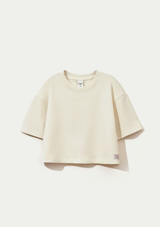 Foto do produto: Blusa Infantil Menina Oversized Em Malha Binada - Creme
