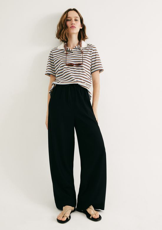 Foto do produto: Calça Feminina Reta Cintura Alta Com Linho - Preto