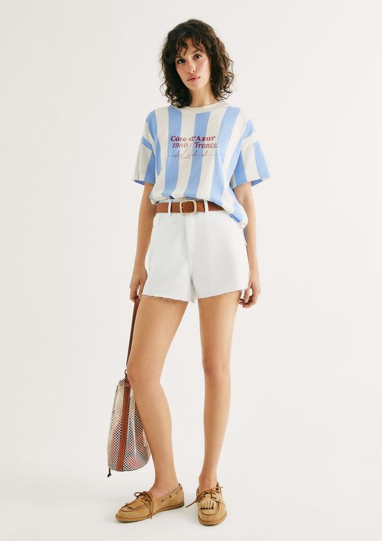 Foto do produto: Shorts Feminino Cintura Média Em Sarja - Off white