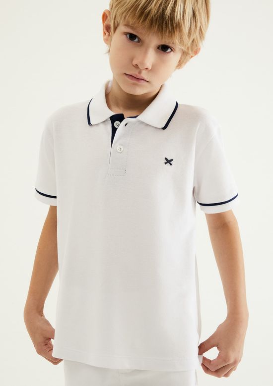 Foto do produto: Camisa Polo Básica Menino De Algodão Com Bordado - Branco