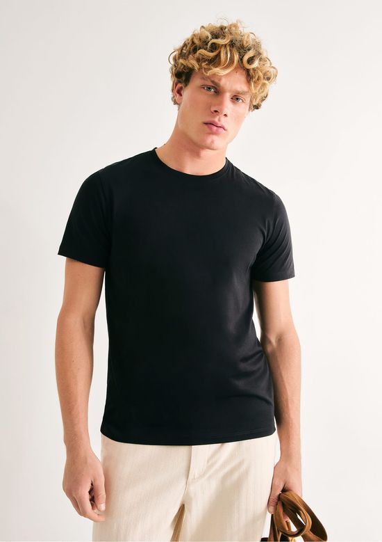 Foto do produto: Camiseta Básica Masculina Manga Curta Pima - Preto