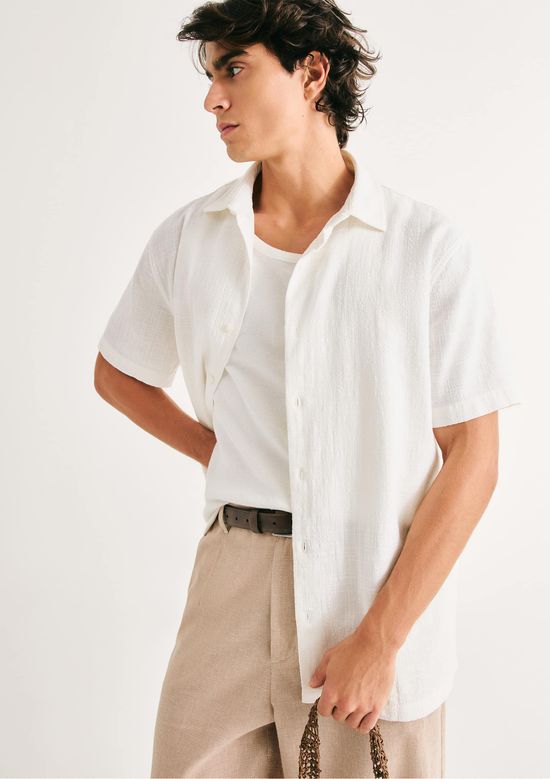 Foto do produto: Camisa Masculina Manga Curta Em Algodão - Off white
