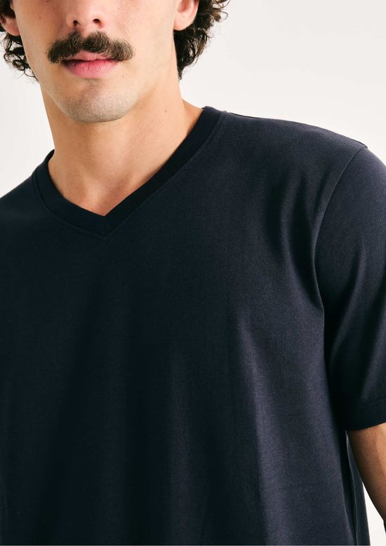 Foto do produto: Camiseta Básica Masculina Manga Curta Gola V World - Azul