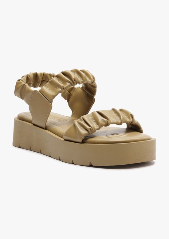 Foto do produto: Sandália Flatform Tratorada Tiras Scrunchie - Caqui
