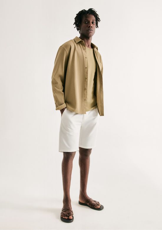 Foto do produto: Bermuda Básica Masculina Chino Reta Em Sarja - Off white
