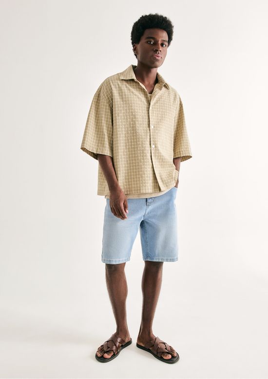 Foto do produto: Bermuda Jeans Masculina Reta Com Elastano - Azul