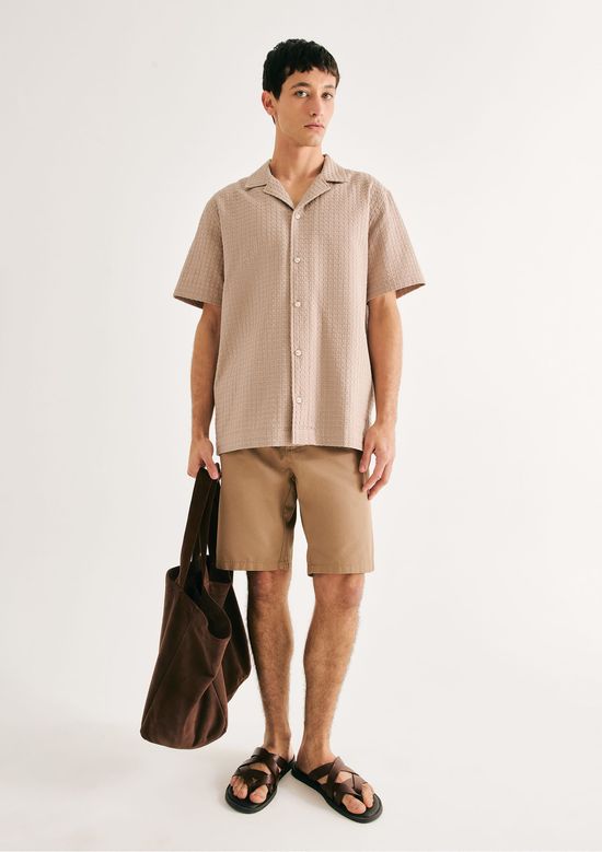 Foto do produto: Bermuda Básica Masculina Chino Reta Em Sarja - Marrom