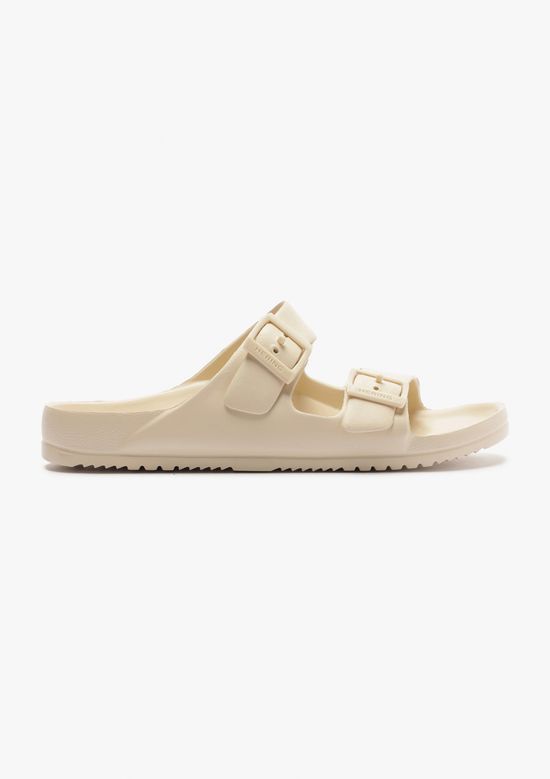 Foto do produto: Sandália Papete Feminina Tiras Fivelas - Creme