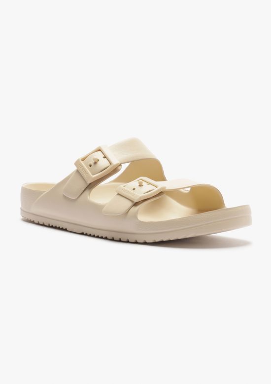 Foto do produto: Sandália Papete Feminina Tiras Fivelas - Creme