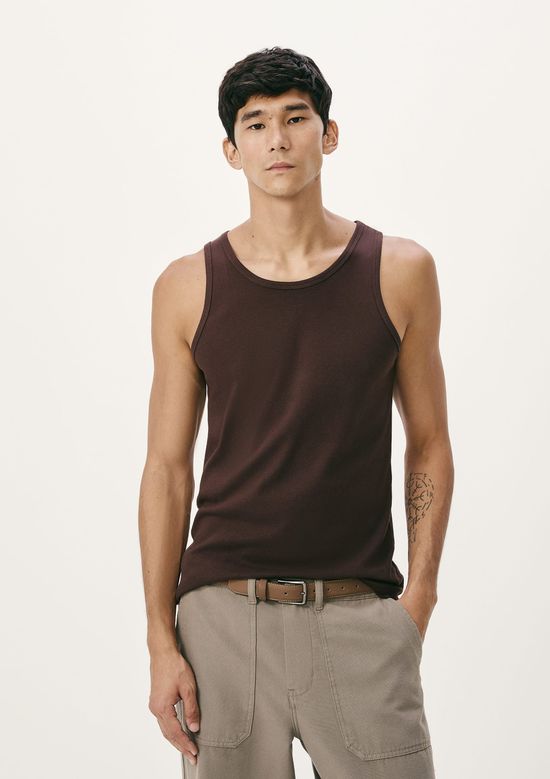 Foto do produto: Regata Básica Masculina Slim Em Ribana Canelada - Marrom