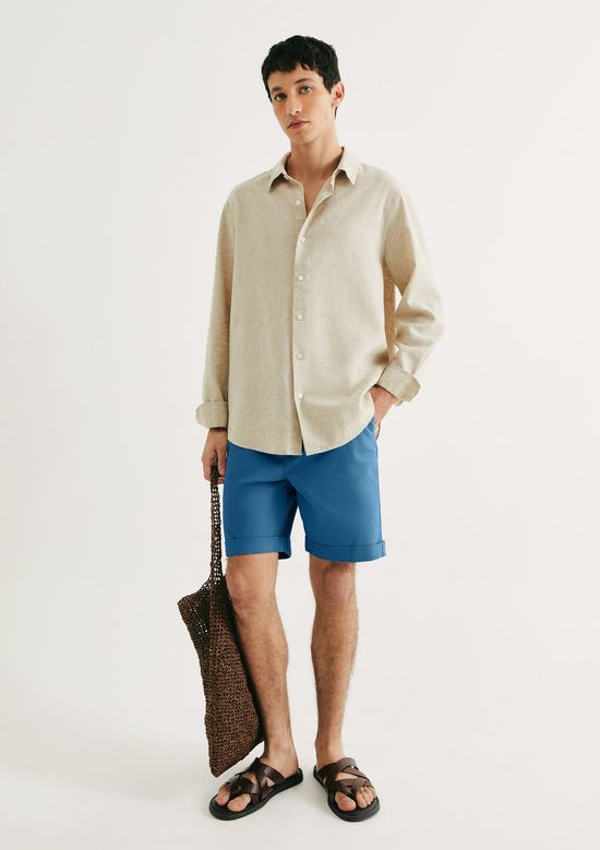 Foto do produto: Bermuda Básica Masculina Em Sarja Com Elastano - Azul