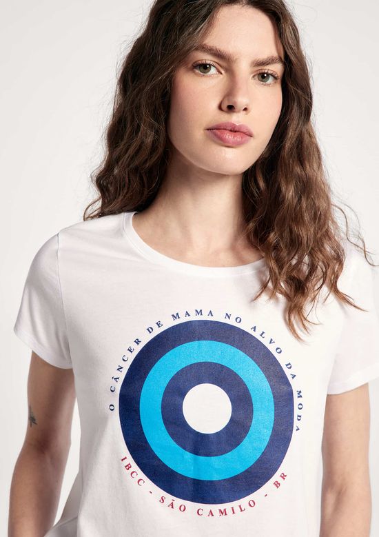 Foto do produto: Blusa Feminina Manga Curta Câncer De Mama - Branco