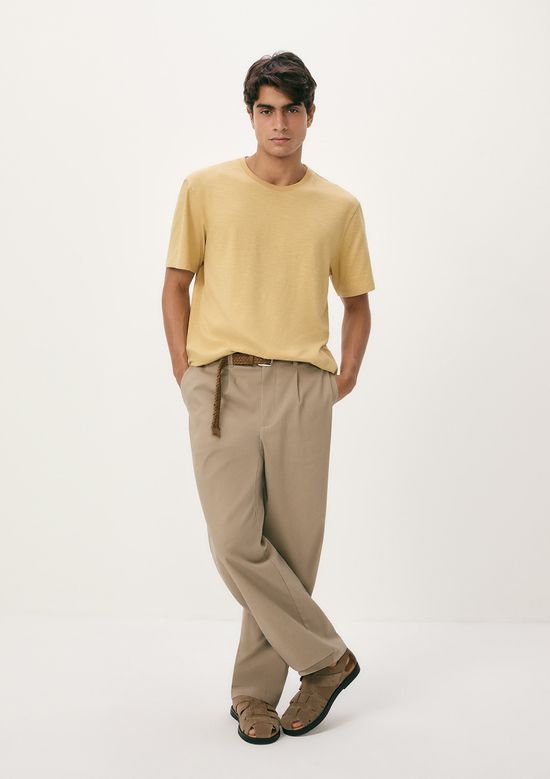 Foto do produto: Camiseta Masculina Comfort Em Malha Flamê - Bege