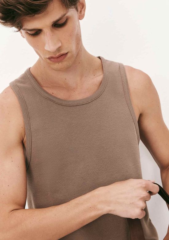 Foto do produto: Regata Masculina Regular Em Ribana Canelada - Marrom