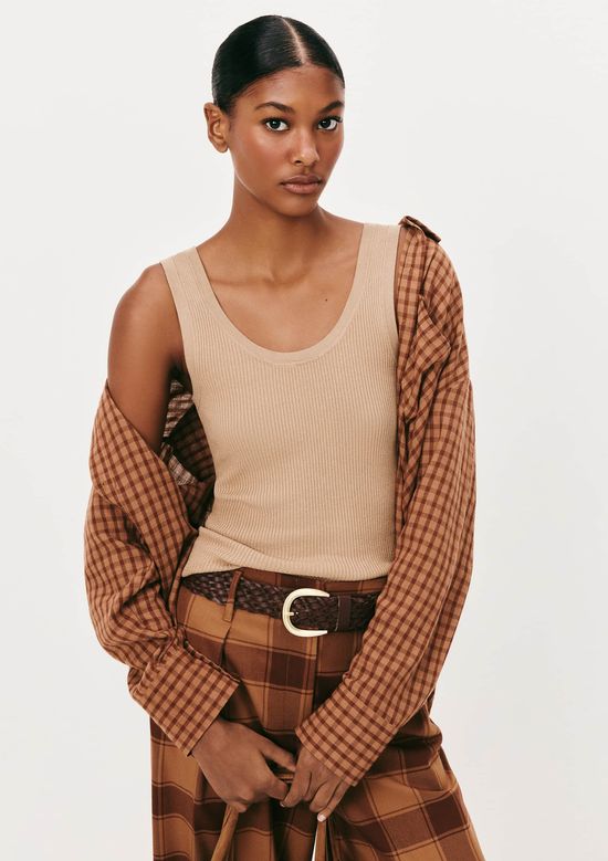 Foto do produto: Regata Feminina Canelada Decote U - Bege