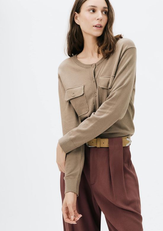 Foto do produto: Cardigan Feminino Decore Redondo Em Tricô - Bege