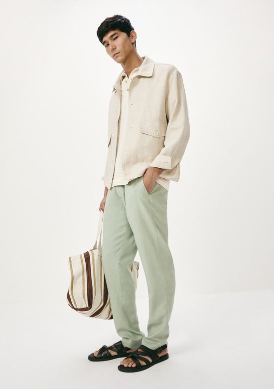 Foto do produto: Calça Masculina Reta Em Linho - Verde