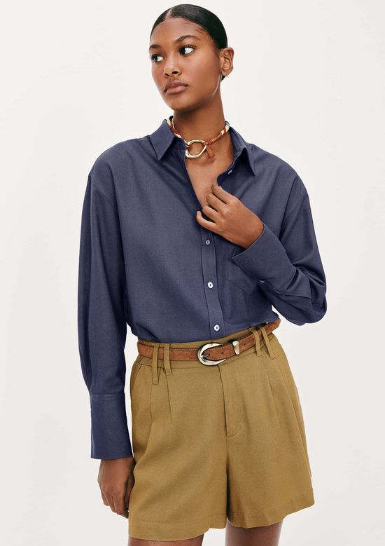 Foto do produto: Camisa Feminina Manga Longa Oversized - Azul