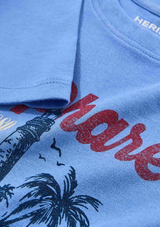 Foto do produto: Blusa Infantil Menina Manga Curta Com Estampa - Azul