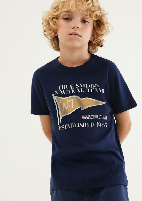 Foto do produto: Camiseta Infantil Menino Manga Curta Com Estampa - Azul