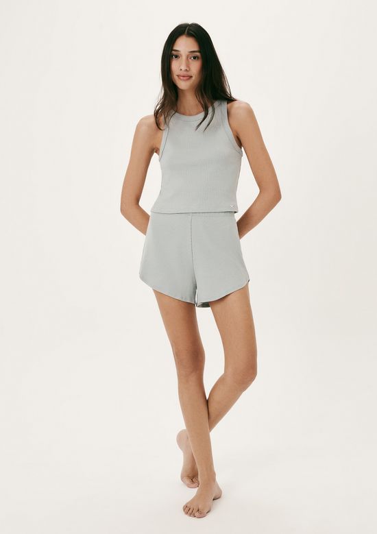 Foto do produto: Pijama Curto Feminino Básico Em Ribana Canelada - Azul