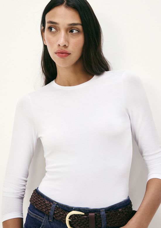 Foto do produto: Blusa Básica Feminina Manga Longa Slim - Branco