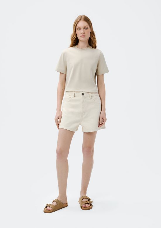 Foto do produto: Shorts Feminino Reto De Sarja Cintura Média - Off white