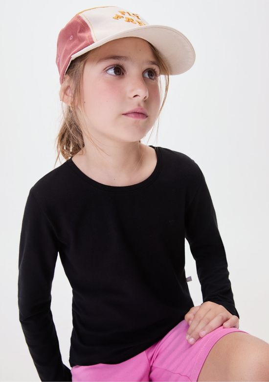 Foto do produto: Blusa Básica Infantil Menina Manga Longa Com Patch Hering Kids - Preto