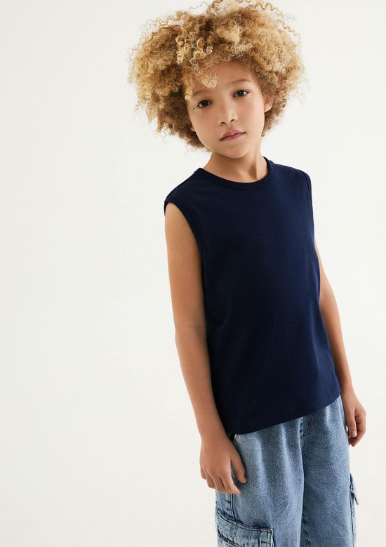 Foto do produto: Regata Básica Infantil Menino Em Malha - Azul