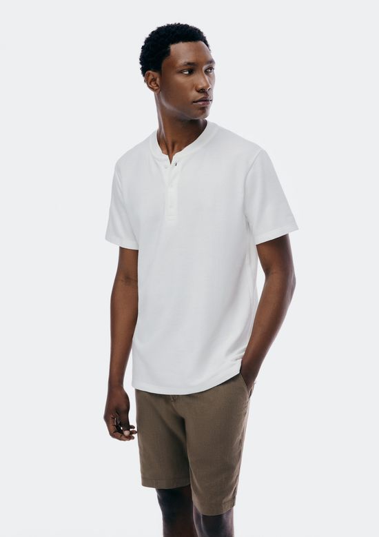 Foto do produto: Camiseta Básica Henley Masculina Texturizada - Off white
