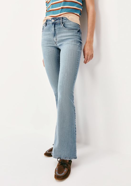 Foto do produto: Calça Jeans Básica Feminina Flare Cintura Média Com Elastano - Azul