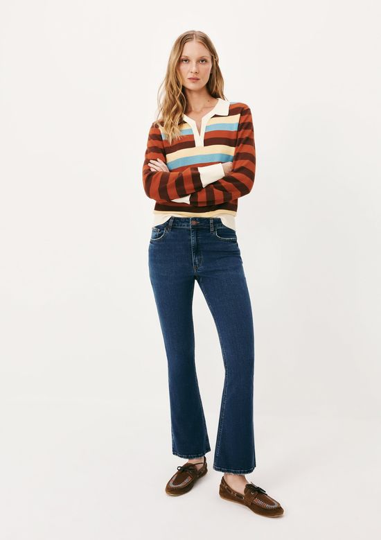 Foto do produto: Calça Jeans Básica Feminina Cintura Média Flare Petit - Azul