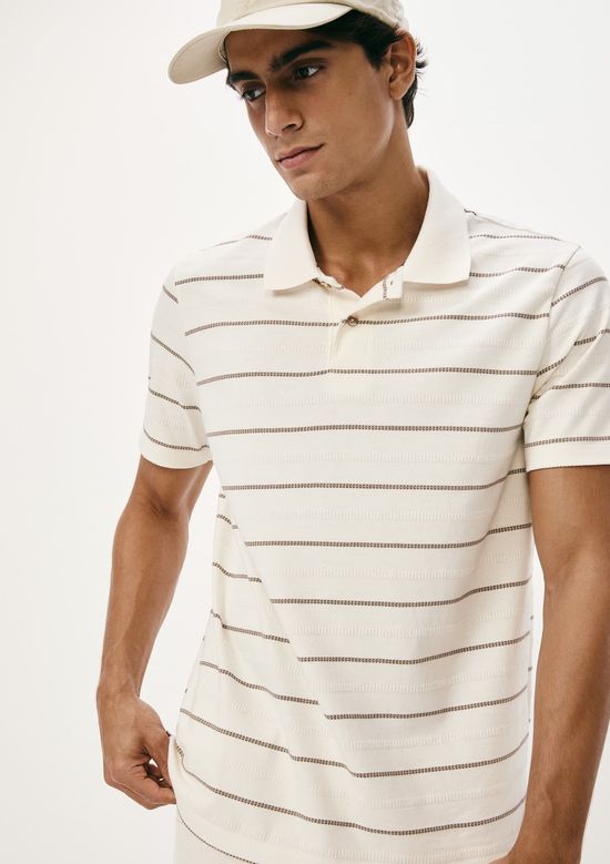 Foto do produto: Camisa Polo Masculina Manga Curta Listrada - Creme