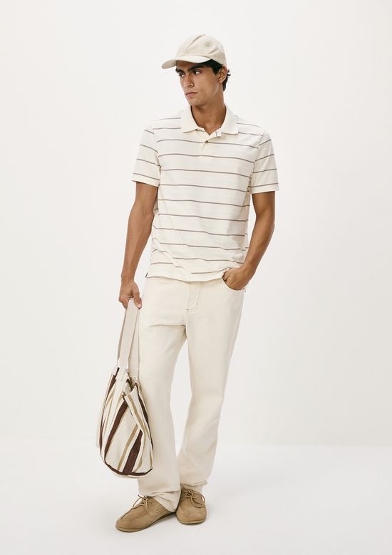 Foto do produto: Camisa Polo Masculina Manga Curta Listrada - Creme
