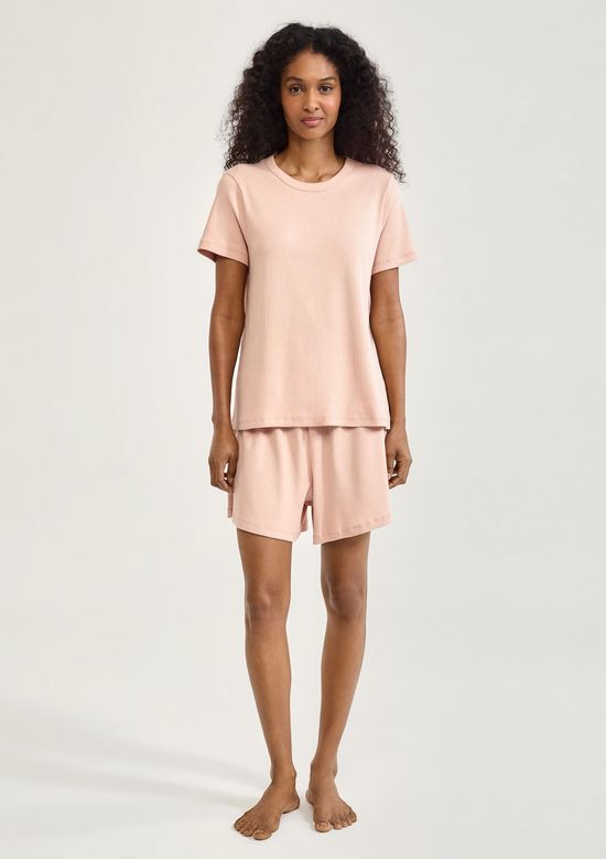 Foto do produto: Pijama Curto Feminino Oversized Com Linho - Rosa