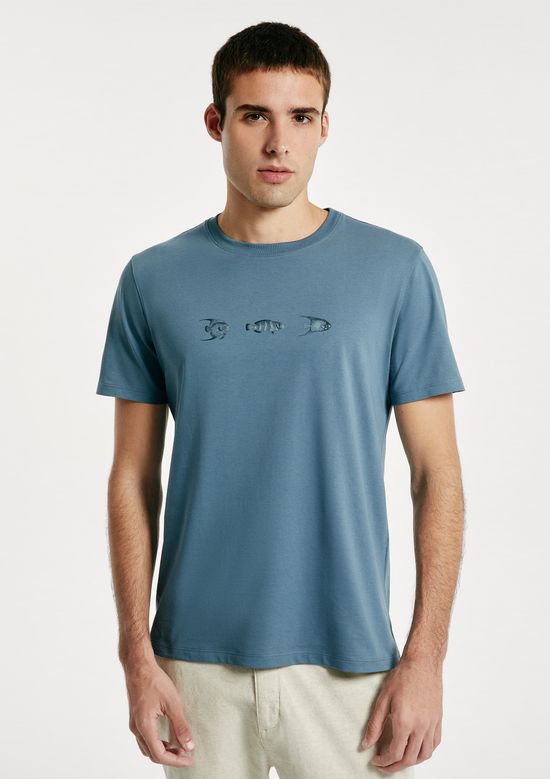 Foto do produto: Camiseta Masculina Algodão Peruano Estampada - Azul