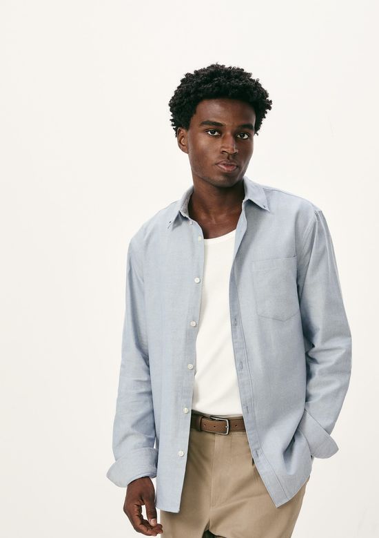 Foto do produto: Camisa Masculina Manga Longa Fio Tinto - Azul