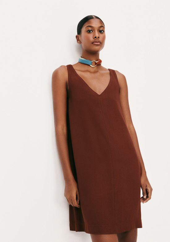 Foto do produto: Vestido Curto Com Decote V - Marsala